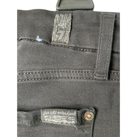 7 For All Mankind B(air) Black Skinny Jeans Womens Size 32 Raw Hem Crop GUC 8110 - Picture 8 of 10